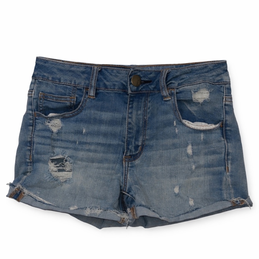 American Eagle Outfitters Blue Distressed Jean Shorts